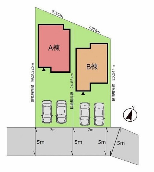 区画図 (区画図)駐車スペース並列2台分をご用意!南道路に面した陽当たりもバッチリの立地です!