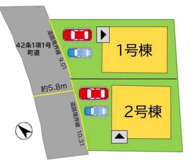 区画図 2台駐車可