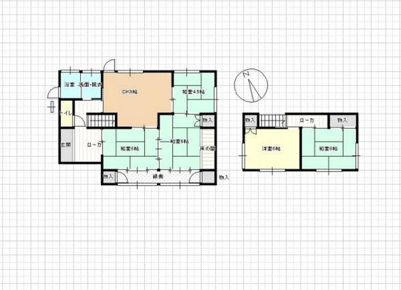 間取り図 【リフォーム前間取図】5DKの間取ですが、これから3LDKに間取変更していきます。