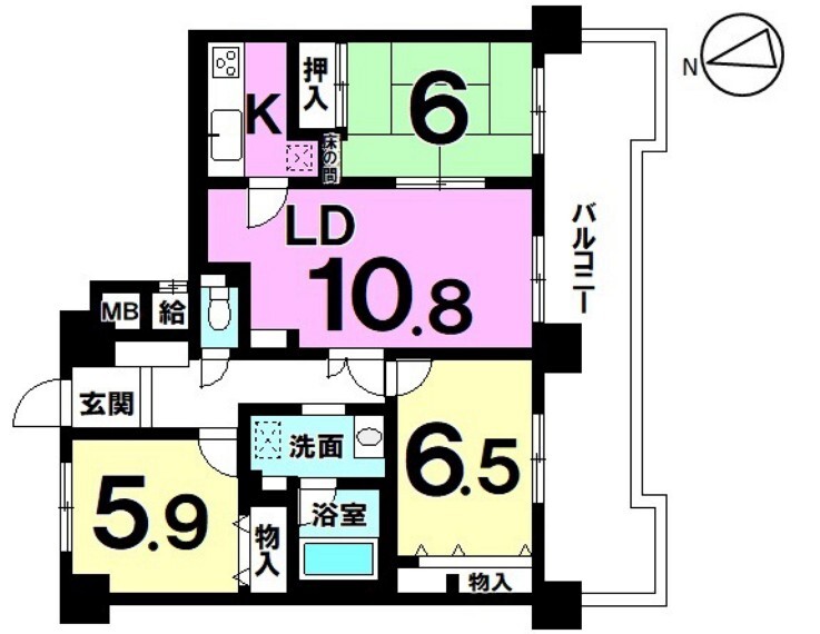 間取り図 【2沿線利用可能な便利な立地】南面のワイドなバルコニーから光をたっぷり取り込む3LDK中古戸建