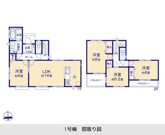 間取り図 4LDK、土地面積127.15m2、建物面積96.46m2