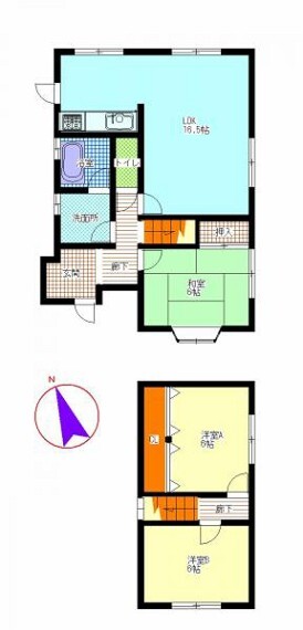 間取り図 【間取り図】現在リフォーム中。水回りの全交換、壁と天井のクロス貼替、床フローリング等お客様が生活しやすい環境にリフォームします。