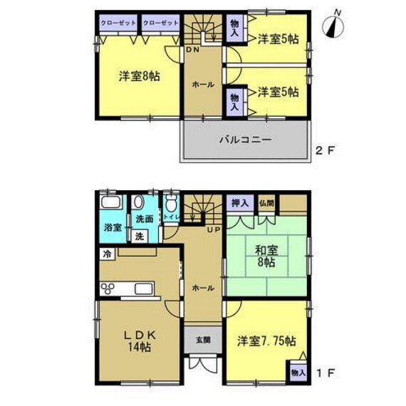 間取り図 【リフォーム後間取図】4LDKの2階建てです。若い方でも住みやすいように、リフォームして洋室を増やしています。