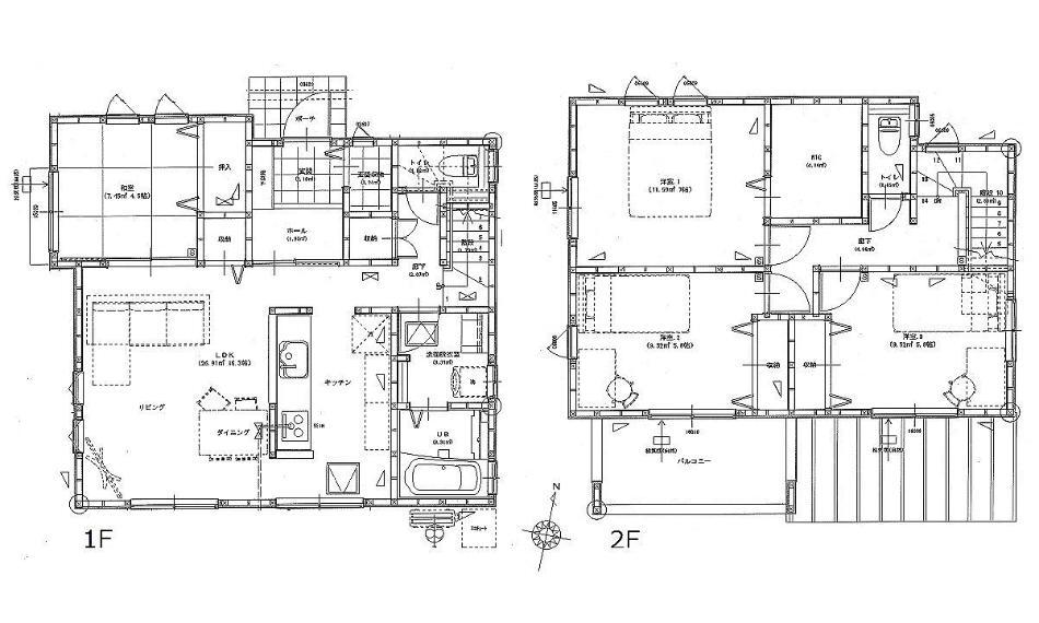 間取り図 3380万円、4LDK、土地面積217.6m2、建物面積102.26m2 JR岩国駅徒歩11分