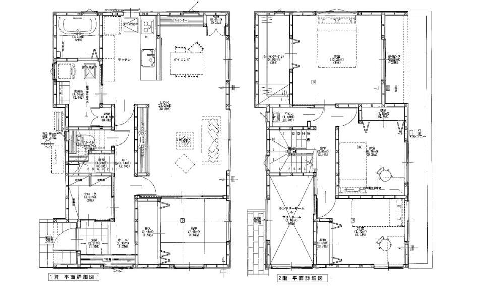 間取り図 3280万円、4LDK、土地面積150.24m2、建物面積117.58m2 JR和木駅徒歩11分