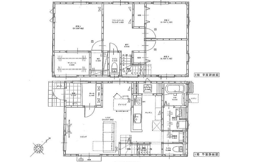 間取り図 2180万円、3LDK、土地面積165.29m2、建物面積104.33m2