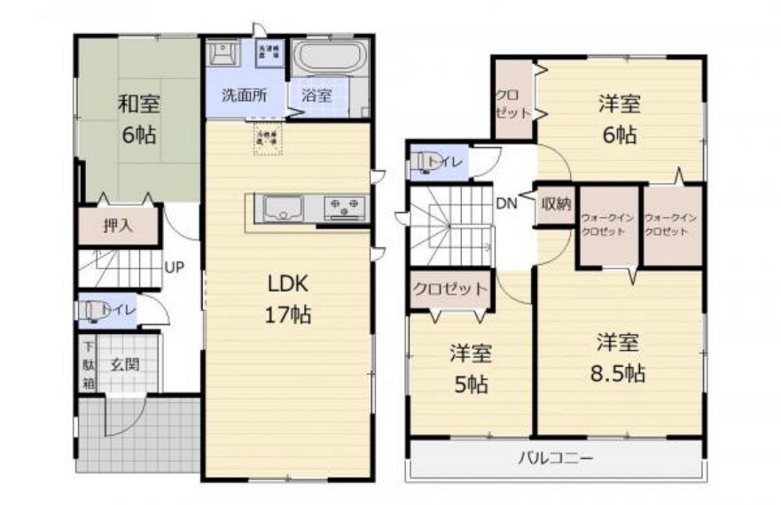 間取り図 (間取)水回りが近い2wayキッチンで最小限の動作で家事が可能になりました!