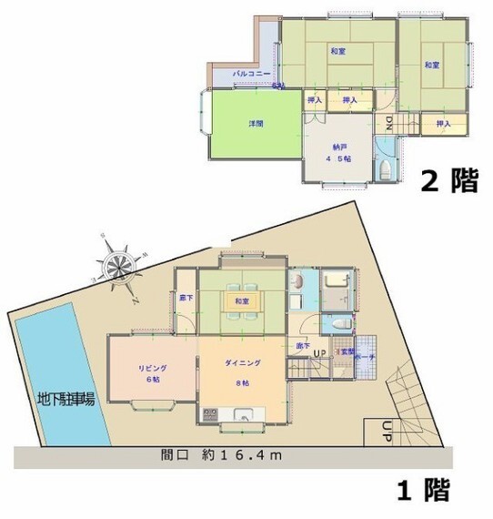 間取り図 出窓のあるリビング。明るい陽射しがさし込みますね。 2階洋間は出窓とバルコニーより明るい陽射しがさし込みますね。