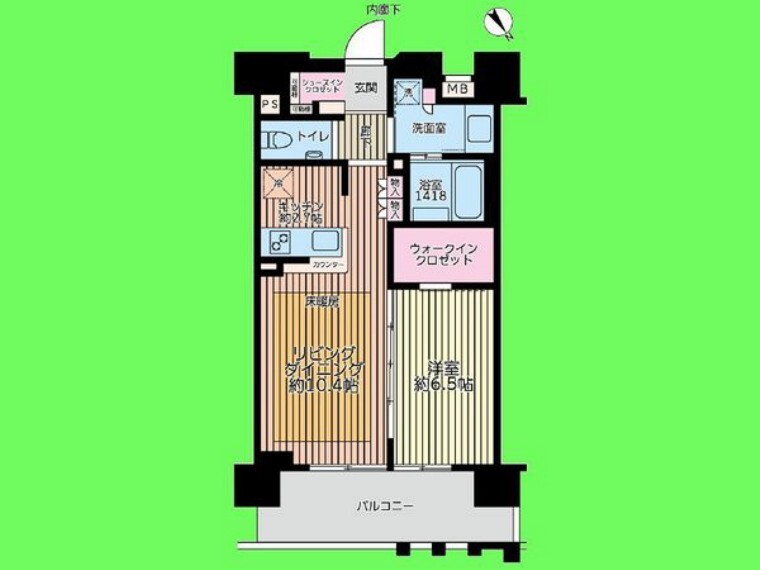 間取り図 収納充実で広々暮らせる1LDK