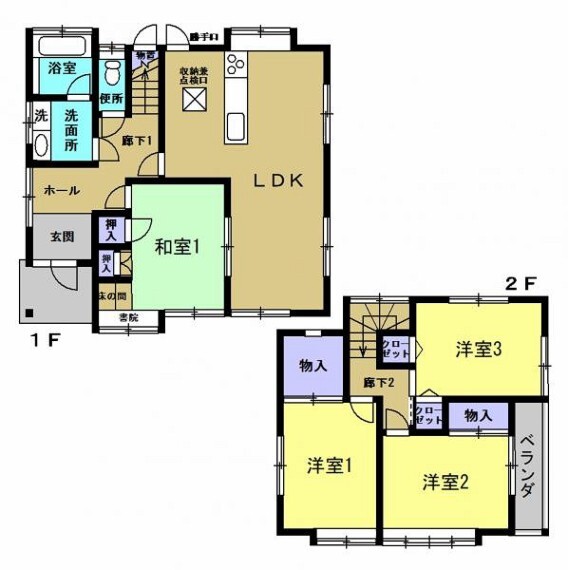 間取り図 【リフォーム後間取り】間取りはリフォームでリビングを造作し、4LDKにします。