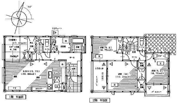 間取り図 2280万円、4LDK、土地面積156.86m2、建物面積99.36m2