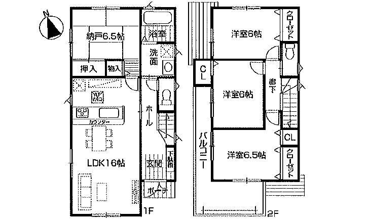 間取り図 3250万円、3LDK+S(納戸)、土地面積114.91m2、建物面積96.79m2 楽々園電停徒歩19分