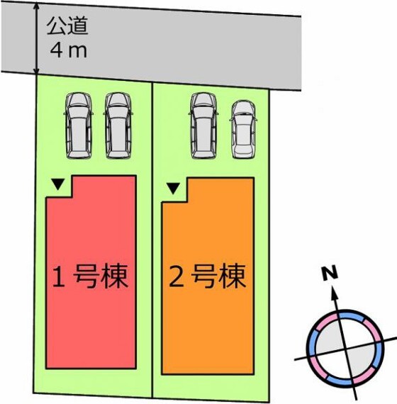 区画図 【配置図】カースペース並列2台可能!