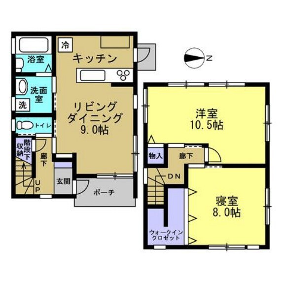 間取り図 平成23年2月築・ 木造 2階建・建物面積 83.93m2(25.38坪)3LDKに変更します。水回りの交換を中心としたリフォームでリフレッシュしますのでさわやかに新生活をスタートできますよ。