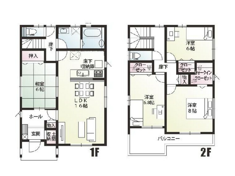 間取り図 三室町全5区画A号棟　間取図・・・ご家族ひとりひとりがゆったりと暮らせる空間が確保されております。
