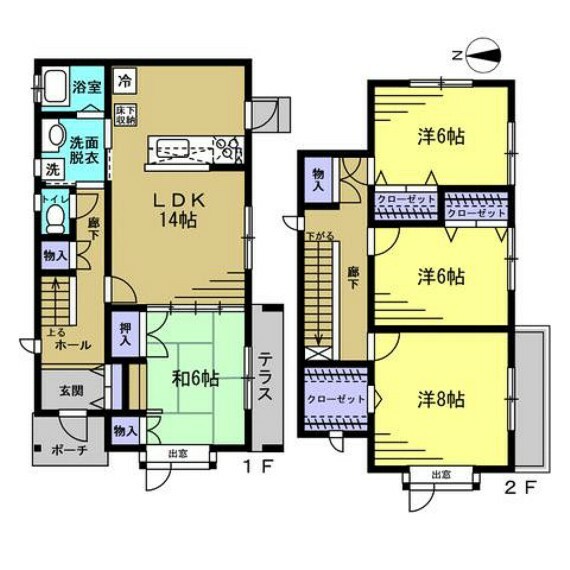 間取り図 【リフォーム済】4LDKの総2階建の住宅です。4人家族であれば家族の皆さんが個室を持つことが出来る間取りです。建築時の設計図書、建築確認等しっかり残されております。
