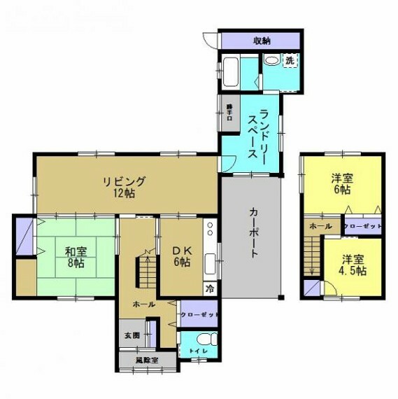 間取り図 【リフォーム後】1階北側の和室6畳2部屋を繋げ13.5帖のリビングに間取り変更予定です。