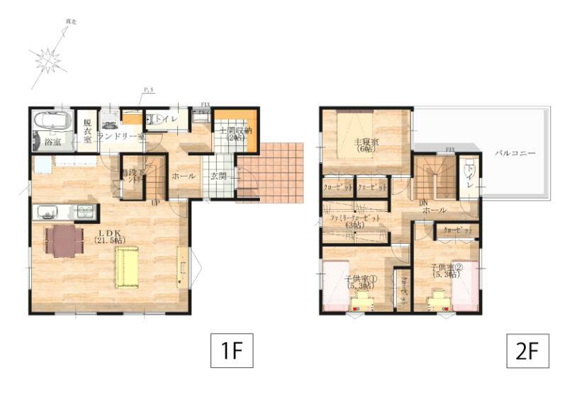 間取り図 便利な収納と暮らしやすい動線で快適に過ごせる3LDKのお家です。