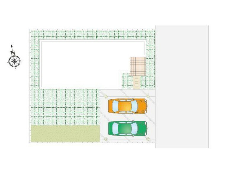 区画図 C号棟　　区画図・・・駐車スペースは2台分確保しております。お庭も十分な広さがございますので、お子様の遊び場としても使えます！