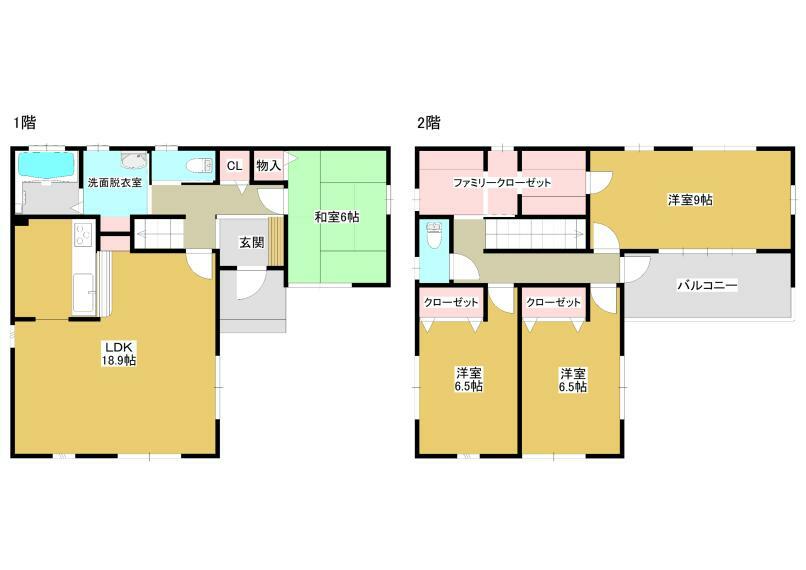間取り図 各居室が広々、2Fには5帖のファミリークローゼット付きです（*^^*）