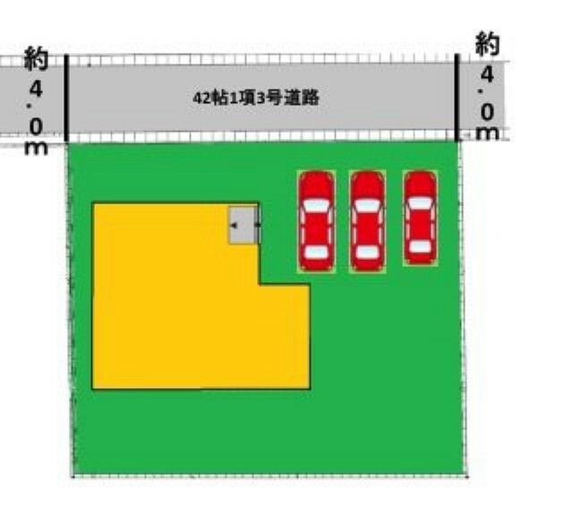 区画図 並列3台駐車可能