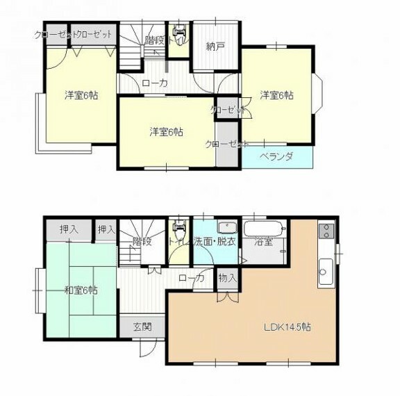 間取り図 【間取図】使い勝手の良い4SLDKの間取り。各居室に収納スペースがあり使い勝手の良い住宅です。