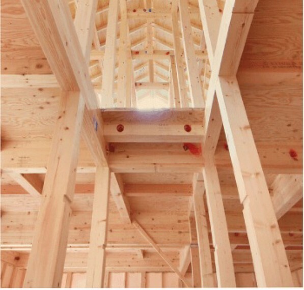 構造・工法・仕様 ～地震に強い家～I.D.S工法は「木造軸組-パネル工法」外壁、1・2階床組、屋根を構造用合板で一体化させ、高い耐震性を実現させています。