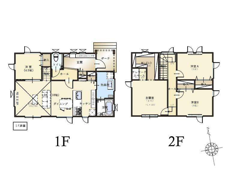 間取り図 1階床面積/60.45平米　2階床面積/52.17平米　延べ床面積/112.62平米（34.00坪）