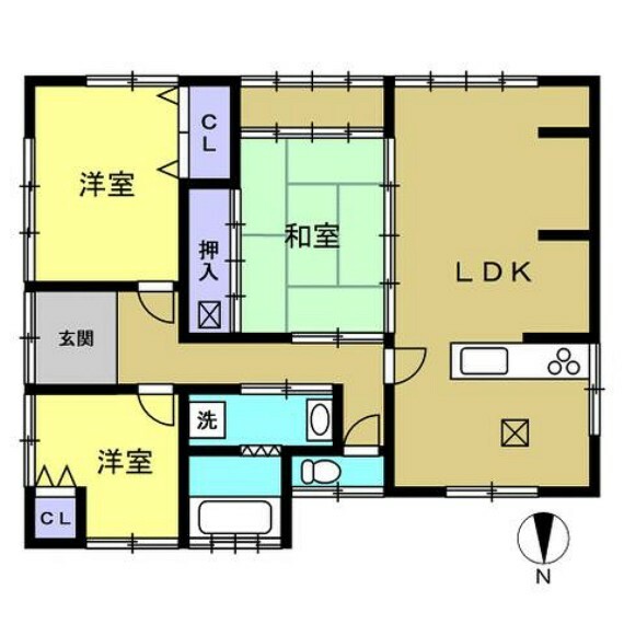 間取り図 【リフォーム後間取り】3LDK（予定）の平屋建てのおうちです。和室が一部屋、洋室が二部屋ありますので、3人家族やご夫婦におすすめです。