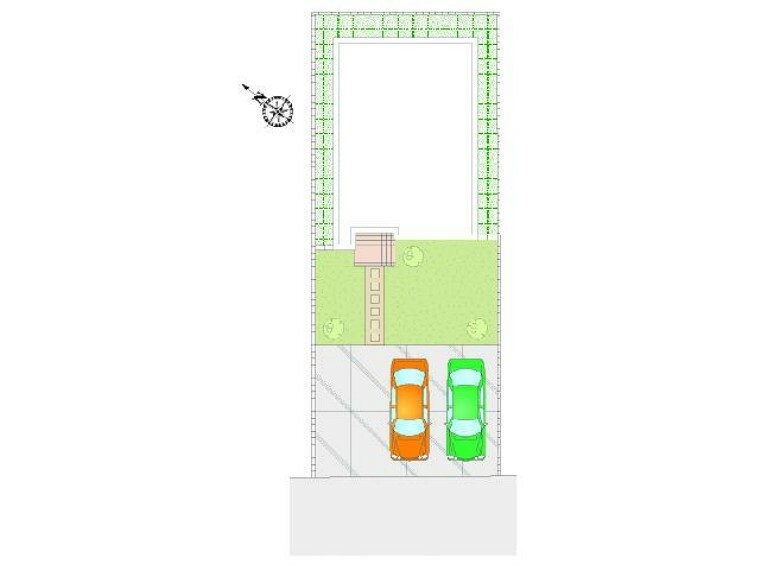 区画図 A号棟　区画図・・・車は2台並列駐車が可能です。