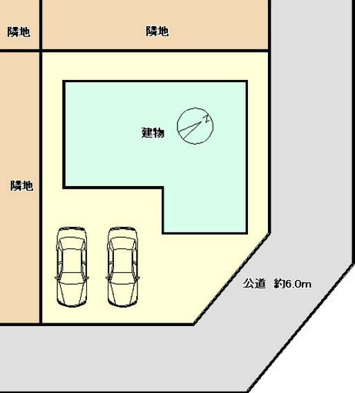 区画図 【区画図】並列2台分の駐車スペースを設けております。