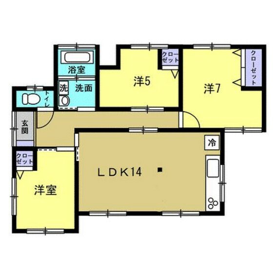 間取り図 【リフォーム済】3LDKの平家です。各居室にクローゼットがあるので部屋を広く使えます。