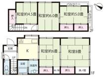 建物約16坪。すべて和室の5DK。上質な時間が流れる癒しの空間。おもてなし空間としても使用できます。日本人ならやっぱり和室ですよね！