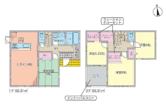間取り図 南側のLDKと和室を開放すると、ひろびろな空間に、よりご家族が寛げるスペースとなっています。