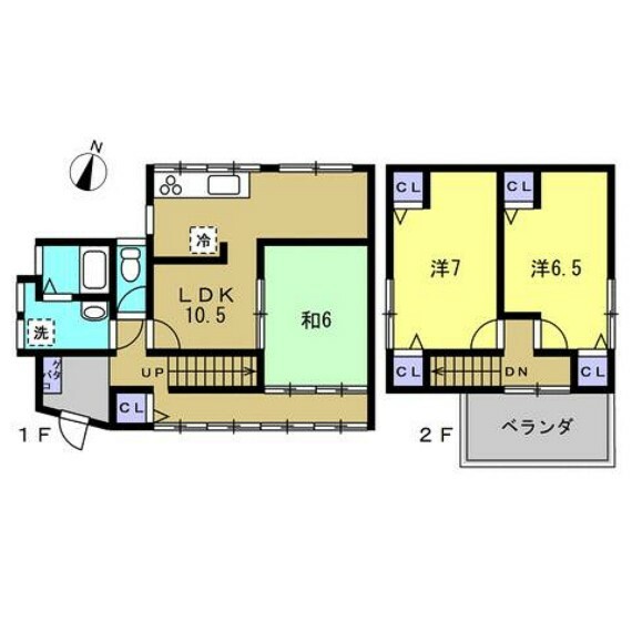 間取り図 【間取図】間取は3LDKです。和室1部屋に洋室2部屋とライフスタイルに合わせてお好みの使い方ができます。2階の各洋室には2か所ずつ収納があるので物が増えても安心です。
