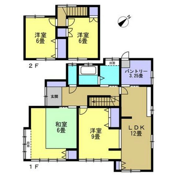 間取り図 【間取図】リフォーム後の完成予定図になります。一階に和室を一部屋残しその他のお部屋は洋室変更いたします。3～4人家族の方にお勧めの間取りとなっております。