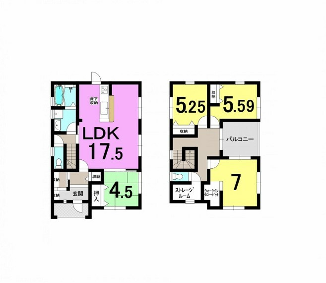 間取り図 ■4SLDK×1号棟 ■2490万円 ■土地面積:159.59平米　建物面積:106.54平米