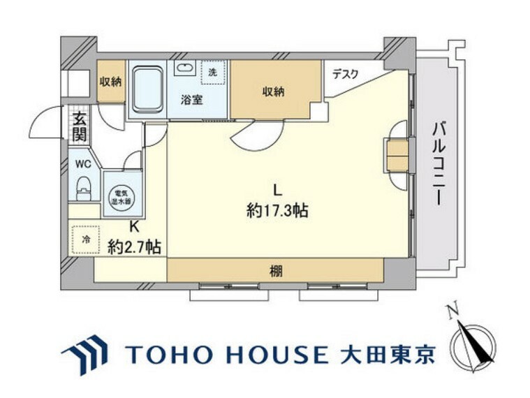 間取り図 1K、専有面積47.47m2