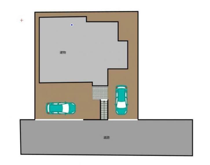 キッチン 【現況敷地図】車は縦横2台駐車可能です。