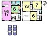 間取り図 1階は和室を合わせて23帖の大きなお部屋としてもお使い頂けます。駐車は並列で2台可能です