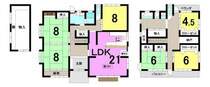 6SLDK  土地面積:公簿 292.18平米  建物面積:延べ 195.26平米 1階 122.30平米 2階 72.96平米