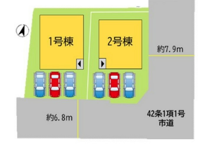 区画図 3台駐車可。2号棟です。