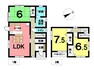間取り図 南向きLDK、6帖の和室がある3LDKです。各居室に収納スペースあります。