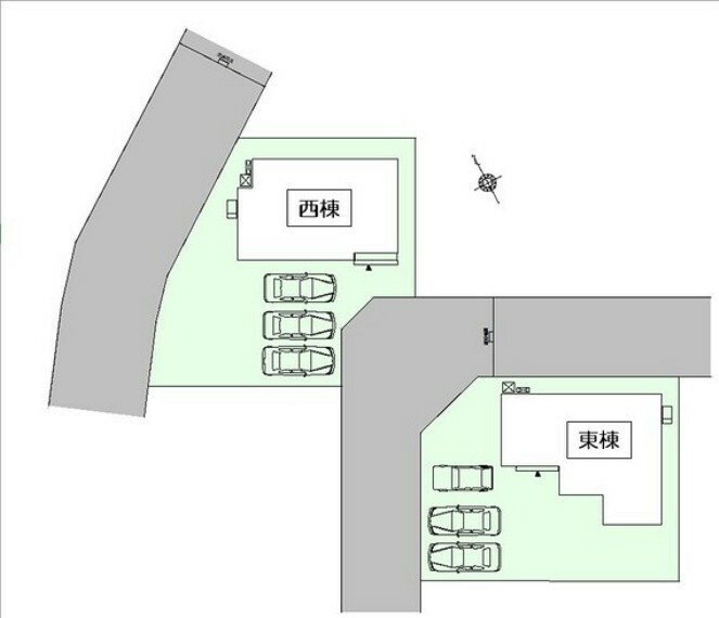 区画図 西棟3台駐車可能です。