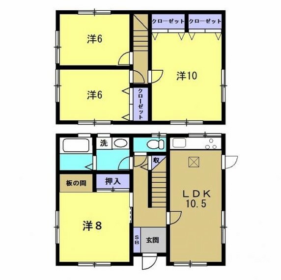 間取り図 【リフォーム予定間取り図】4LDK の間取りです。2階に3部屋あるのは嬉しいですね。お客様の住みやすさを考え、清潔で安心できるお家に生まれ変わりますよ。