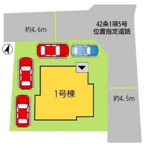 区画図 4台駐車可。