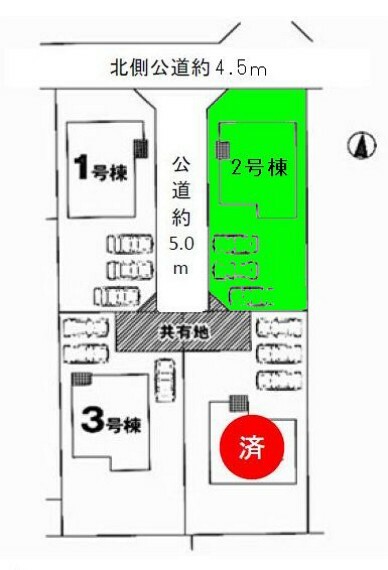 区画図 古巻小学校・古巻中学校エリアです  敷地面積64.42坪！駐車並列3台可能！