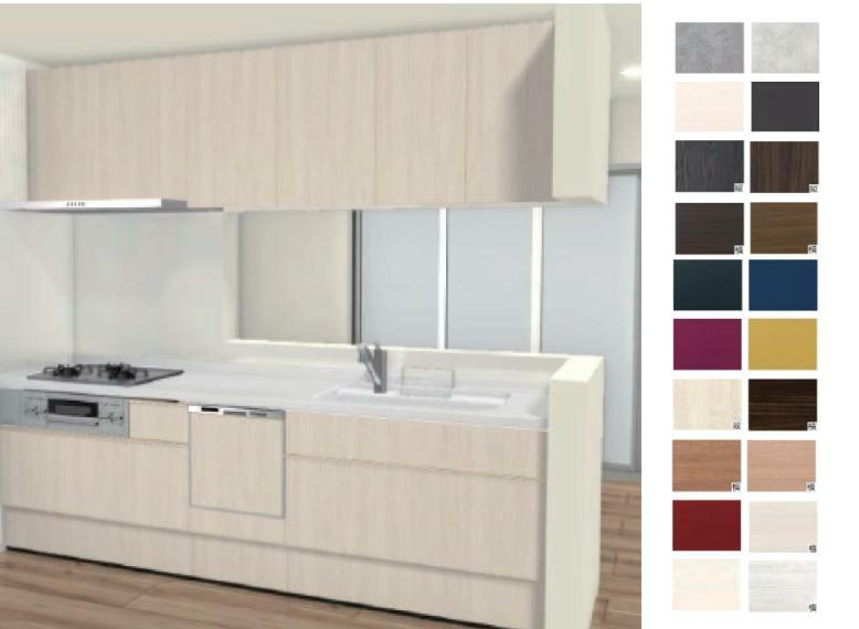 同仕様写真（内観） 【キッチンカラーセレクト】  キッチンパネル20色×シンクカラー4色からセレクトできる“わたし”仕様のシステムキッチン。