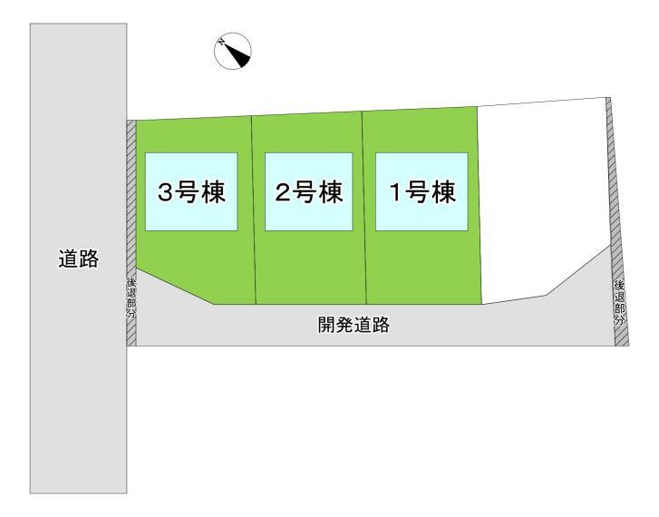区画図 3号棟:配置図になります。敷地内に2台～駐車可能です。