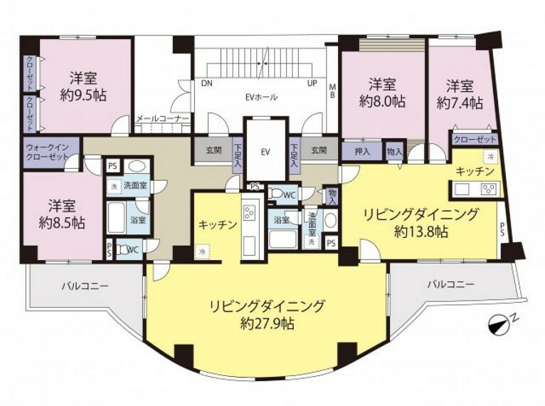 間取り図 193.77平米の大型2LDK＋2LDKは二世帯住宅にお勧めです。新しい住まい方を演出します。